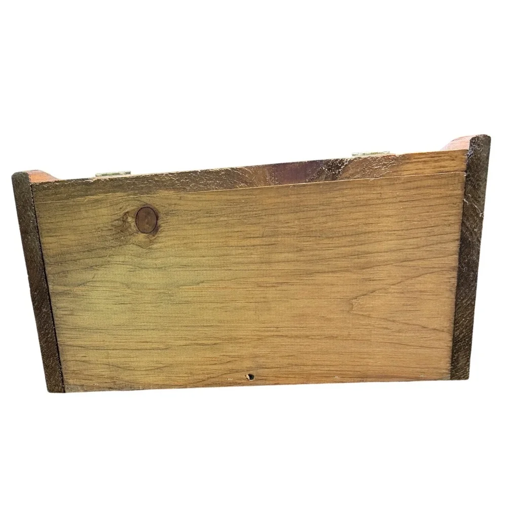 Vintage Wooden Bread‎ Box Hand Painted Farmhouse Kitchen Storage Bin Rustic Wood